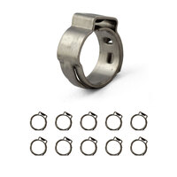 Oetiker style Stainless Single Ear Clamps - Stepless - 7.8mm-9.5mm - 10 Pack