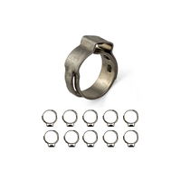 Oetiker style Stainless Single Ear Clamps - Stepless - 9.8-12.3mm - 10 Pack