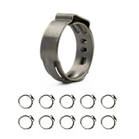 Oetiker style Stainless Single Ear Clamps - Stepless - 10.8-13.3mm - 10 Each