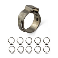 Oetiker style Stainless Single Ear Clamps - Stepless - 13.2 - 15.7mm - 10 Pack