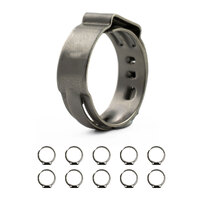 Oetiker style Stainless Single Ear Clamps - Stepless - 15.3 - 18.5mm - 10 Pack 