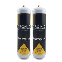 2 x Bromic 1 litre Disposable Oxygen Gas Bottle - 12mm Thread - 400300 - Made in Italy