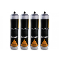 4 x Bromic 1 Litre Disposable Oxygen Gas Bottle - 12mm Thread 400300