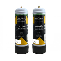2 x Bromic 2.2 litre Disposable Oxygen Gas Bottle - 12mm Thread
