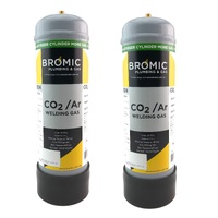 2x Disposable Gas Bottles - ARGON / CO2 - 2.2 Litre