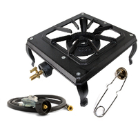 Cast Iron Single Burner Gas Stove LPG Cooker BBQ with Hose & Regulator