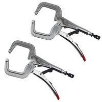 2 x Strong Hand Locking C-Clamp Pliers 280mm Long with Round Ends