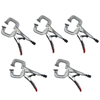 5 x Strong Hand Locking C-Clamp Pliers 165mm Long with Swivel Pad Ends