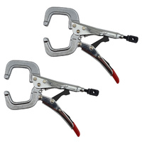 2 x Strong Hand Locking C-Clamp Pliers 165mm Long with Round Ends