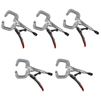 5 x Strong Hand Locking C-Clamp Pliers 165mm Long with Round Ends