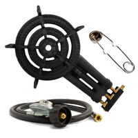 Cast Iron Triple Ring Burner Cooker Gas Stove LPG - Hose & Regulator