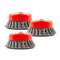 Twist Knot Cup Brush 120mm M14x2 - Mild Steel - Suits 7" and 9" Grinder - 3 Each