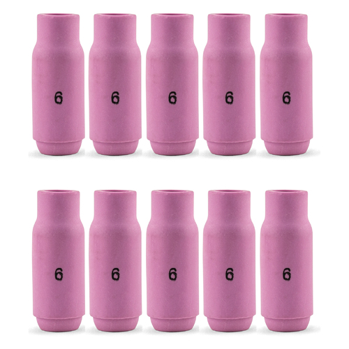 TIG Ceramic Cup / Nozzle #6  -10 Each - WP 17 / 18 / 26