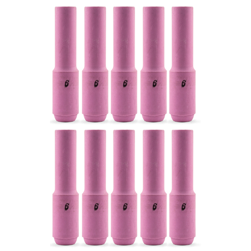 TIG Ceramic Cup / Nozzle #6 LONG - 10 pack - WP 17 | 18 | 26