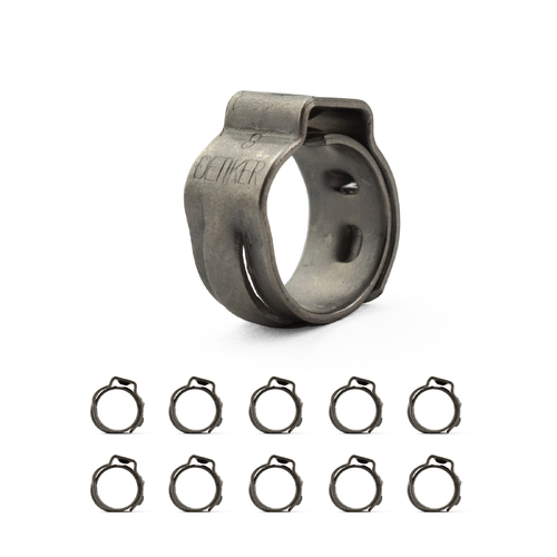 Oetiker style Stainless Single Ear Clamps - Stepless - 6.8mm-8mm - 10 Pack
