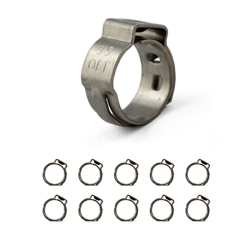 Oetiker Stainless Single Ear Clamps - Stepless - 7.8 - 9.5mm - 10 Pack