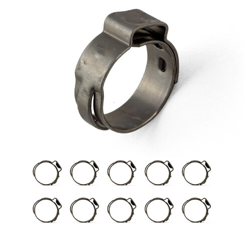 Oetiker style Stainless Single Ear Clamps - Stepless - 10.1 - 11.8mm - 10 Pack