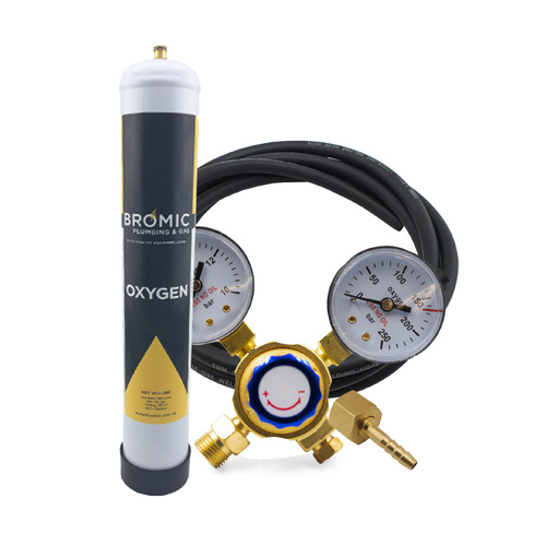 Bromic Disposable Oxygen Gas Bottle 1.56 Litre - Combo Kit - Made in Italy