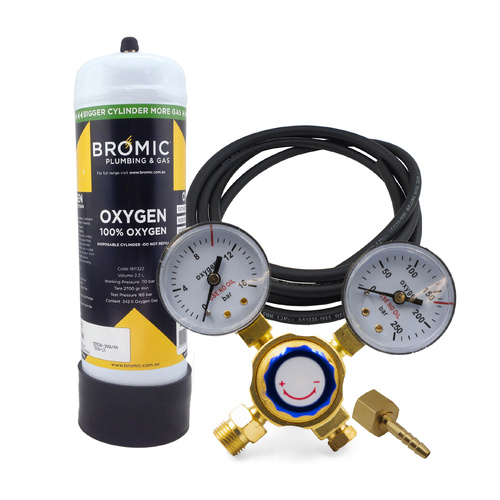 Bromic Disposable Gas Bottle - PURE OXYGEN 1 x 2.2 litre Bottle Combo