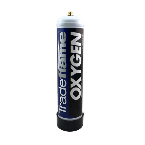 2 x 1 Litre Tradeflame Disposable Oxygen Gas Bottle - 10mm Thread - Made in Italy