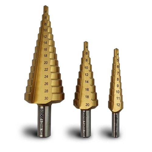 Bordo 3 Piece Metric Savage HSS TiN Coated Step Drill Set 4mm 30mm