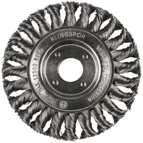 Klingspor 125mm x 14mm x 22.23mm Twist Knot Mild Steel Wheel Brush - 10 Each
