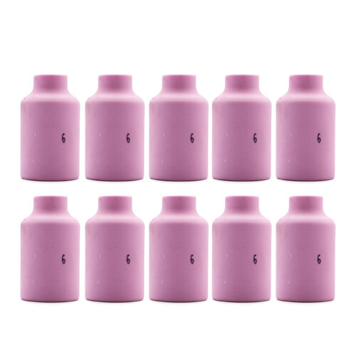 TIG Ceramic Cup / Nozzle #6 GAS LENS - 10 Each - WP-17 /18 / 26 