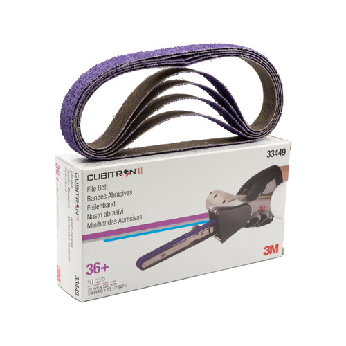 3M Cubitron 2 II 36 Grit File Belt 20mm x 520mm - 33449 786F - 10 Pack