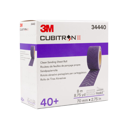 3M 34440 Hookit Purple Clean Sanding Sheet Roll 3" 40+ Grit Cubitron 2 II 70mm x 8m