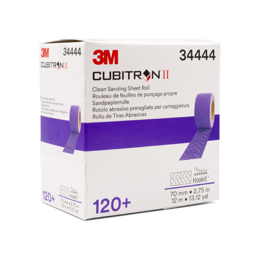 3M 34444 737U Hookit Purple Clean Sanding Sheet Roll 3" 120+ Grit Cubitron 2 II 70mm x 12m