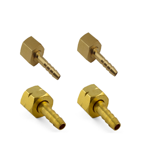 4 Pack OXY/Fuel Regulator Brass Barb fittings for 5mm Hose 5/8 UNF Regulator LH/RH  - Nut and Barb