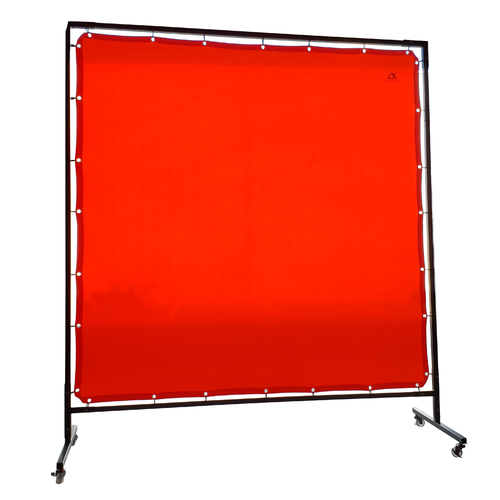 1.8 x 1.8m Red Welding Curtain / Screen and Frame Combo