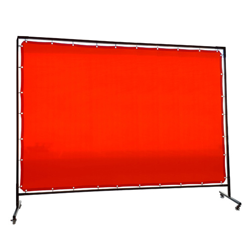 1.8 x 2.7m Red Welding Curtain / Screen and frame Combo