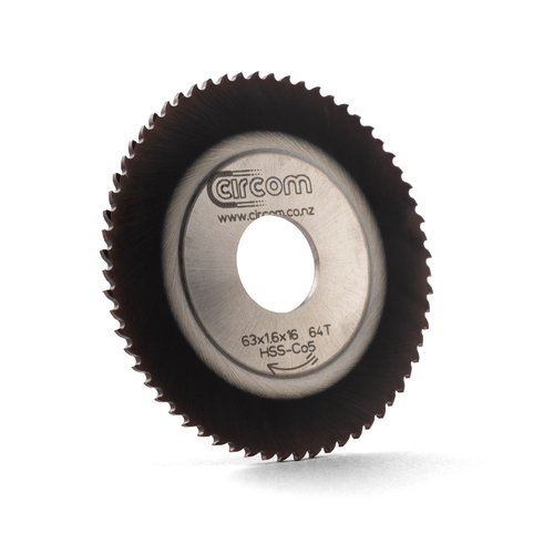 HSS Cutting Saw Blade - 63mm x 1.6mm - TIALN Coated 64 Teeth