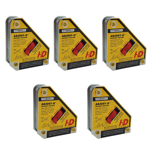 5 x Strong Hand Adjust-O Magnet Square Small Mag - On/Off 40kg Pull Force