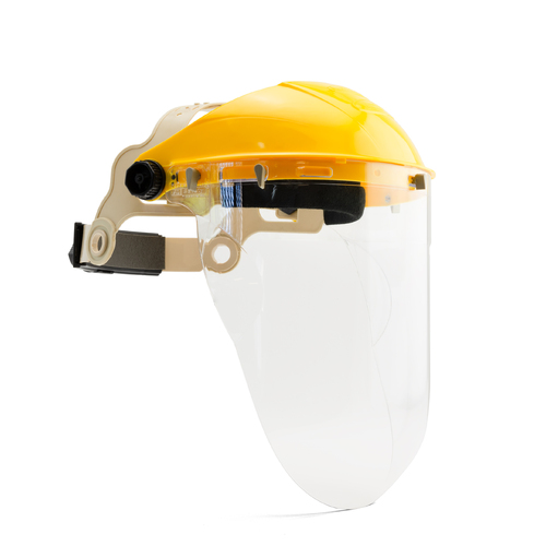 Brow Guard and face shield with Clear 2mm Clear lens with Wrap Around Chin Guard