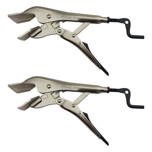 2 x Strong Hand Locking Sheet Metal Pliers 250mm Long with 76mm Jaw