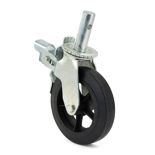200mm (8"x2") Rubber Coated Castors for 2 Ton Pipe Stand 900 lbs (410kg) Load Rating - 1 Each 