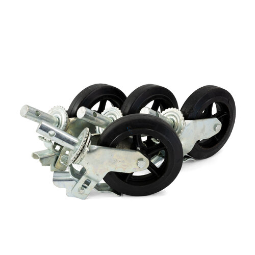 200mm (8"x2") Rubber Coated Castors for 2 Ton Pipe Stand 900 lbs (410kg) Load Rating - 4 Each 