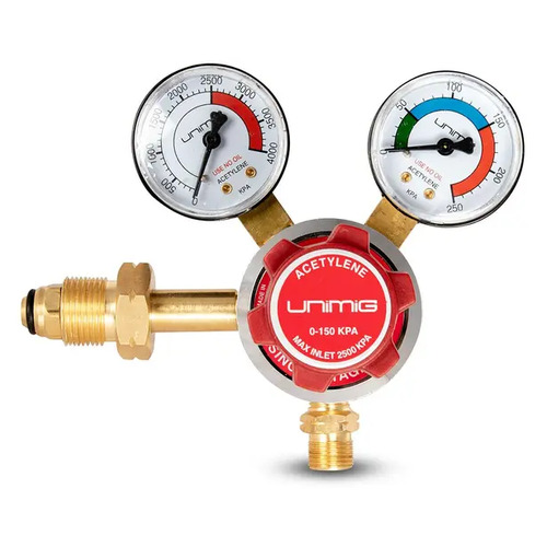Unimig Side Entry Acetylene Regulator / Flow meter - 150KPA