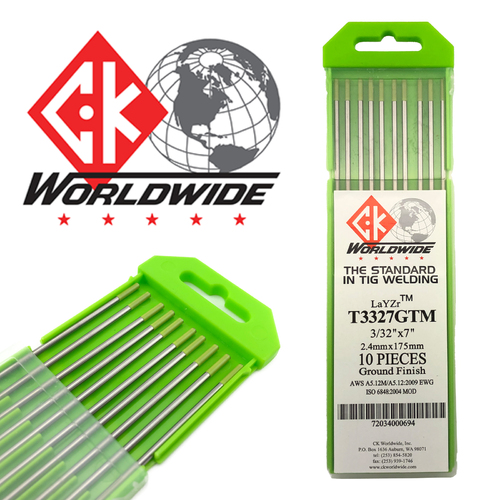 3.2mm LaYZr CK Chartreuse TIG Tungsten Electrodes - 10 Each