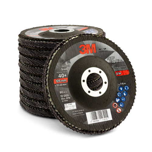 3M 125mm 5" 769F 40 Grit Flap Disc - 10 Each - UU010034641 - 51999