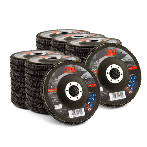 3M 125mm 5" 769F 40 Grit Flap Disc - 50 Each - UU010034641 - 51999