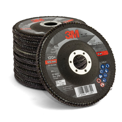 3M 125mm 5" 769F 120 Grit Flap Disc - 10 Each - UU010034740