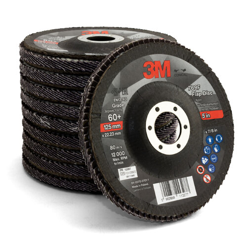 3M 125mm 5" 769F 60 Grit Flap Disc - 10 Each - UU010034898 - 52007