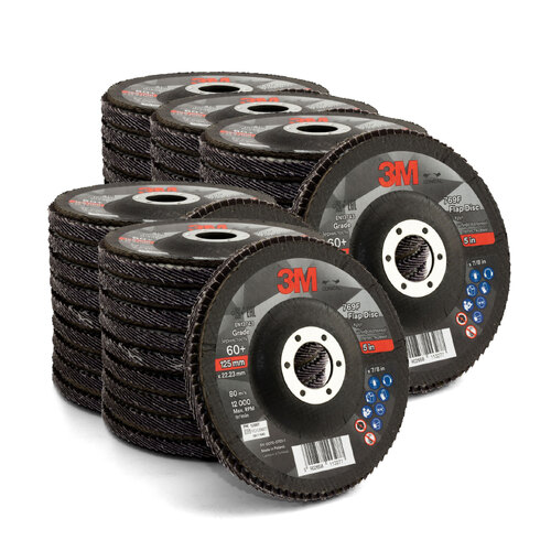 3M 125mm 5" 769F 60 Grit Flap Disc - 50 Each - UU010034898 - 52007
