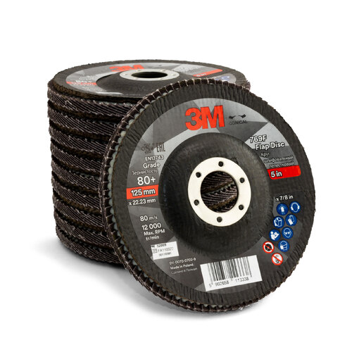 3M 125mm 5" 769F 80 Grit Flap Disc - 200 Each - UU010034914 - 52009