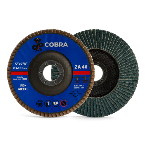 COBRA 5" / 125mm Flap Disc - 40 GRIT - 100 Pack