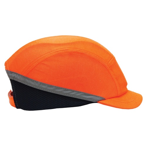 Dodge Bump Cap - 30mm short Peak - Neon Orange w/ silver strip