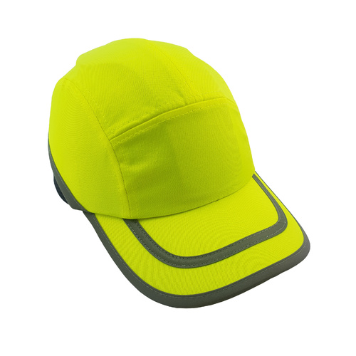 Dodge Bump Cap - 70mm short Peak - Neon yellow w/ silver strip